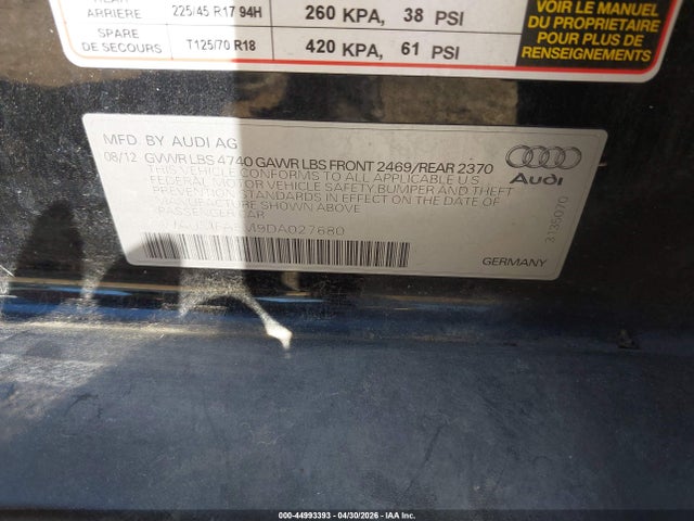 Продаж на аукціоні авто 2013 Audi A3 2.0t Premium, vin: WAUMFAFM9DA027680, номер лоту: 44993393