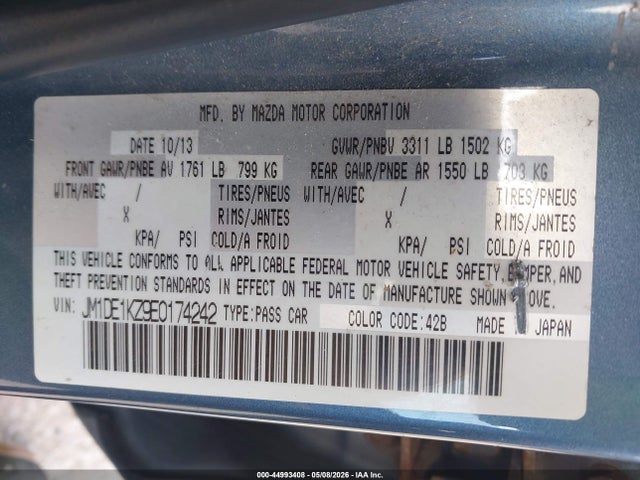 2014 Mazda Mazda2 Sport მანქანა იყიდება აუქციონზე, vin: JM1DE1KZ9E0174242, აუქციონის ნომერი: 44993408