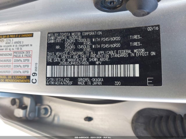 JTEBU5JR4G5319806 Toyota 4runner Limited