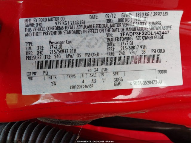 Продажа на аукционе авто 2013 Ford Focus Se, vin: 1FADP3F22DL142447, номер лота: 44993475