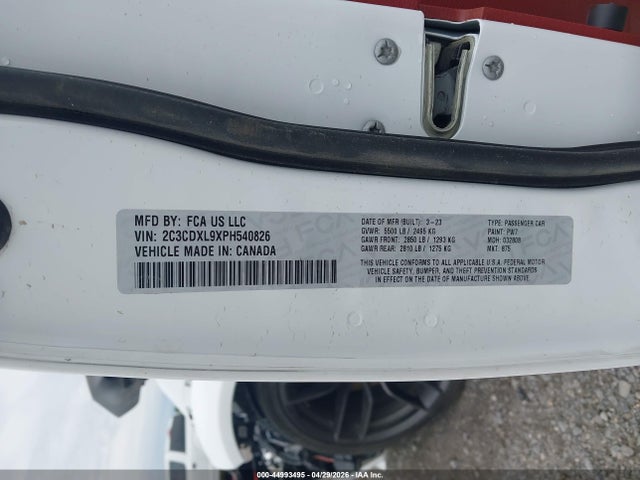 2023 Dodge Charger Srt Jailbreak მანქანა იყიდება აუქციონზე, vin: 2C3CDXL9XPH540826, აუქციონის ნომერი: 44993495