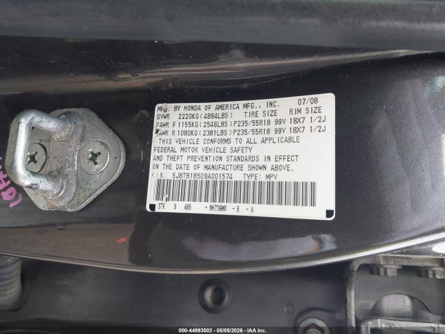 44993502 :رقم المزاد ، 5J8TB18509A001574 vin ، 2009 Acura Rdx مزاد بيع
