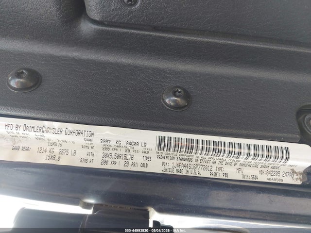 2006 Jeep Wrangler Unlimited მანქანა იყიდება აუქციონზე, vin: 1J4FA44S16P772012, აუქციონის ნომერი: 44993530