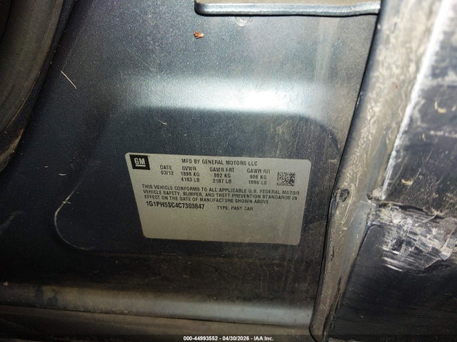 Продаж на аукціоні авто 2012 Chevrolet Cruze Ltz, vin: 1G1PH5SC4C7303847, номер лоту: 44993552