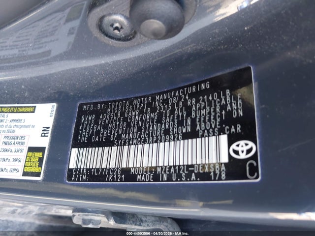 44993556 :رقم المزاد ، 5YFS4MCE3RP209926 vin ، 2024 Toyota Corolla Se مزاد بيع