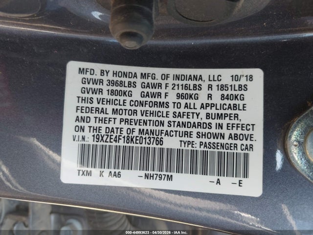 19XZE4F18KE013766 Honda Insight Lx