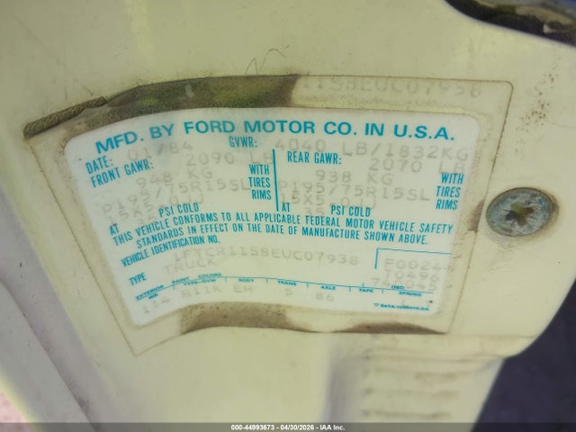 Auction sale of the 1984 Ford Ranger, vin: 1FTCR11S8EUC07938, lot number: 44993673