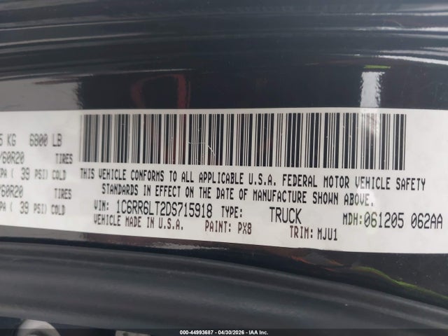 Aukcja sprzedaży 2013 Ram 1500 Lone Star, vin: 1C6RR6LT2DS715918, numer aukcji: 44993687