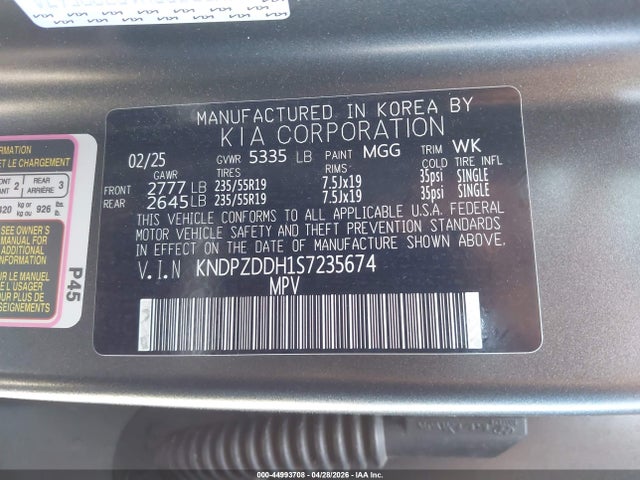 Aukcja sprzedaży 2025 Kia Sportage Plug-in Hybrid X-line Prestige, vin: KNDPZDDH1S7235674, numer aukcji: 44993708