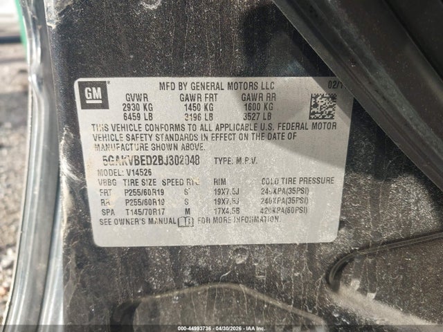 Aukcja sprzedaży 2011 Buick Enclave 1xl, vin: 5GAKVBED2BJ302048, numer aukcji: 44993736