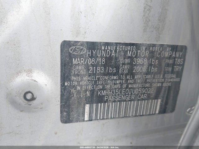 Aukcja sprzedaży 2018 Hyundai Elantra Gt, vin: KMHH35LE0JU059022, numer aukcji: 44993739
