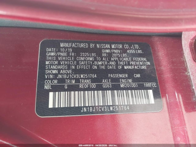 Продажа на аукционе авто 2020 Nissan Rogue Sport Sv Fwd Xtronic Cvt, vin: JN1BJ1CV3LW251764, номер лота: 44993818