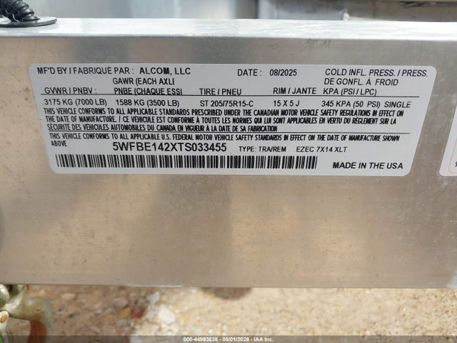 Alcom E-zhauler Enclosed Trailer 7 X14 2026 5WFBE142XTS033455 Image 9