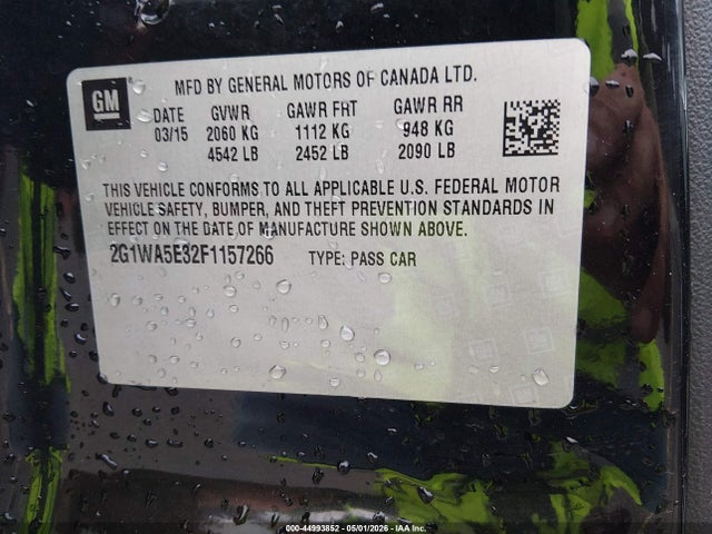 44993852 :رقم المزاد ، 2G1WA5E32F1157266 vin ، 2015 Chevrolet Impala Limited Ls مزاد بيع