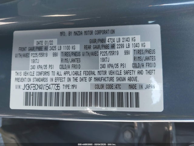 Продаж на аукціоні авто 2022 Mazda Cx-5 2.5 S Carbon Edition, vin: JM3KFBCM4N1547735, номер лоту: 44993865