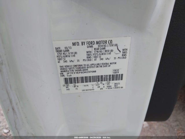 Aukcja sprzedaży 2013 Ford F-150 Stx, vin: 1FTFX1EF6DKE57088, numer aukcji: 44993886