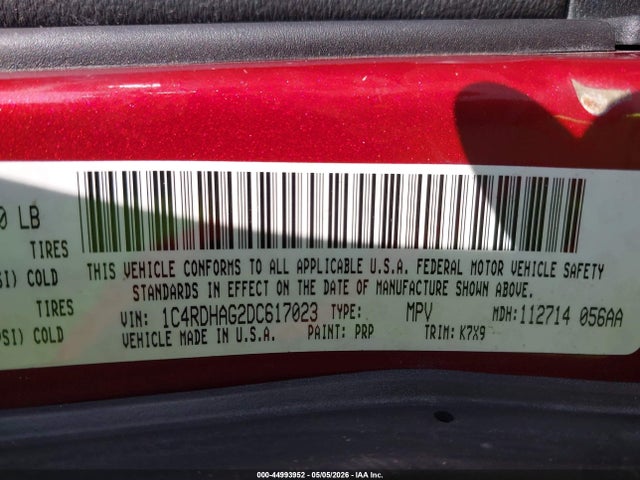 Auction sale of the 2013 Dodge Durango Sxt, vin: 1C4RDHAG2DC617023, lot number: 44993952
