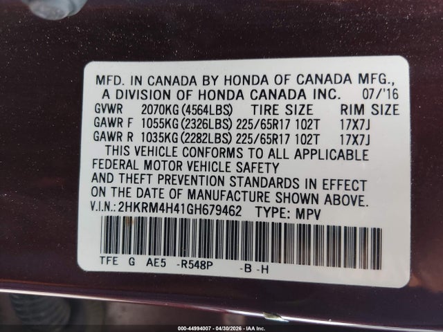 Honda CR-V SE 2016 2HKRM4H41GH679462 Image 9