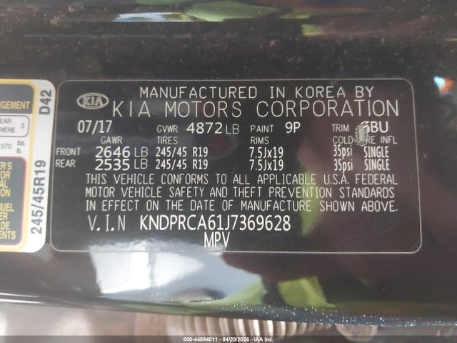 KNDPRCA61J7369628 KIA Sportage Sx Turbo