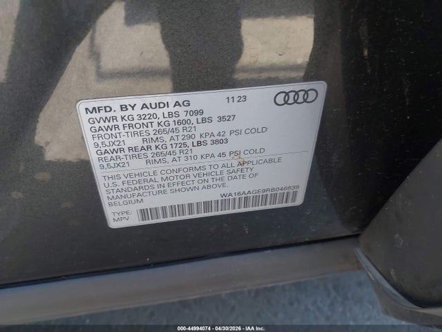 WA16AAGE9RB046839 Audi Q8 E-tron Prestige Quattro