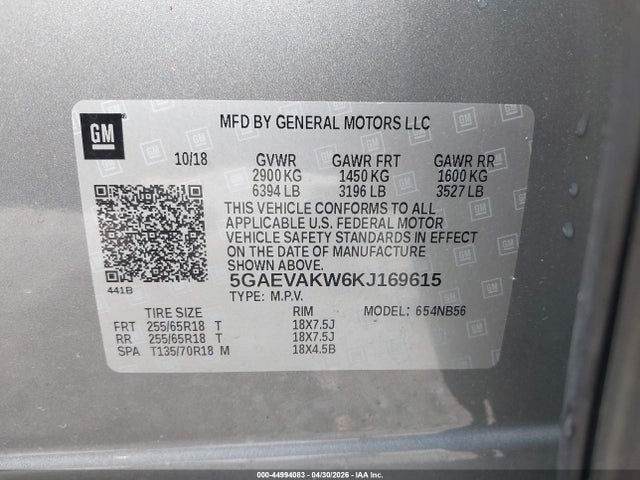Продаж на аукціоні авто 2019 Buick Enclave Awd Essence, vin: 5GAEVAKW6KJ169615, номер лоту: 44994083