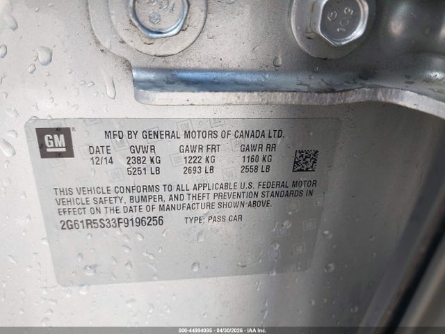 44994095 :رقم المزاد ، 2G61R5S33F9196256 vin ، 2015 Cadillac Xts Premium مزاد بيع