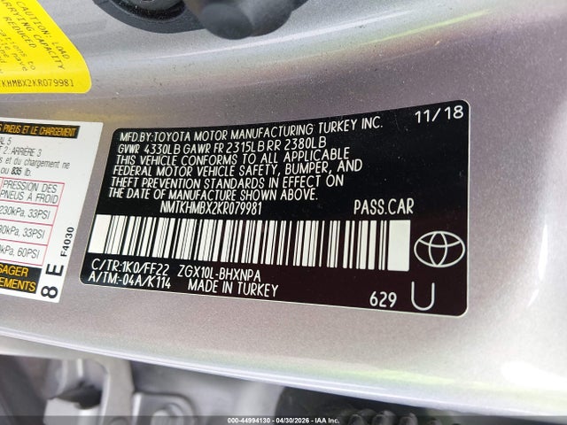 Toyota C-HR XLE 2019 NMTKHMBX2KR079981 Image 9