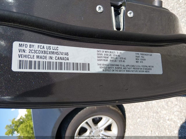Продажа на аукционе авто 2021 Dodge Charger Sxt Rwd, vin: 2C3CDXBGXMH574146, номер лота: 44994144