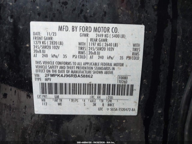 Aukcja sprzedaży 2024 Ford Edge St-line, vin: 2FMPK4J96RBA58862, numer aukcji: 44994150