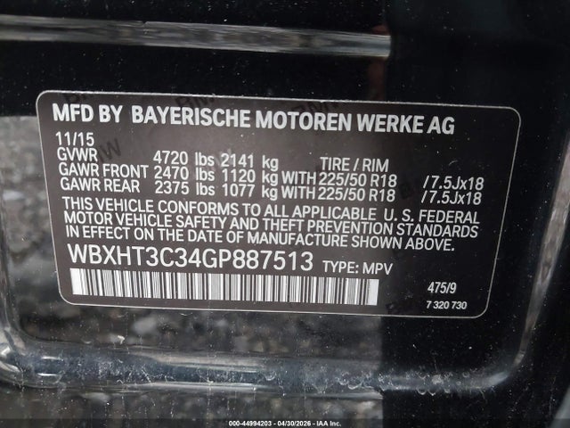 Продаж на аукціоні авто 2016 Bmw X1 Xdrive28i, vin: WBXHT3C34GP887513, номер лоту: 44994203