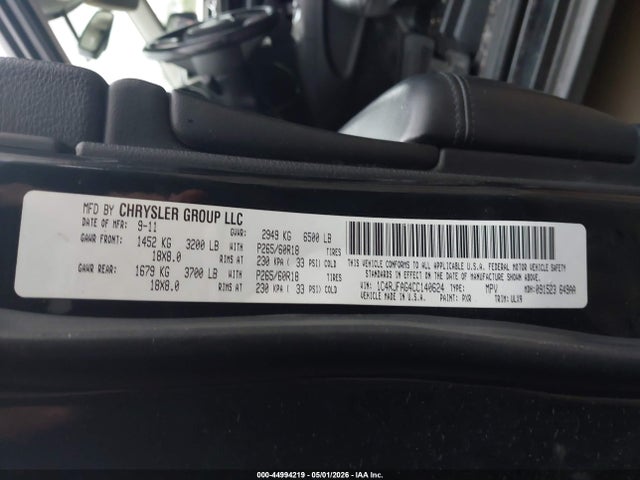 2012 Jeep Grand Cherokee Laredo მანქანა იყიდება აუქციონზე, vin: 1C4RJFAG4CC140624, აუქციონის ნომერი: 44994219