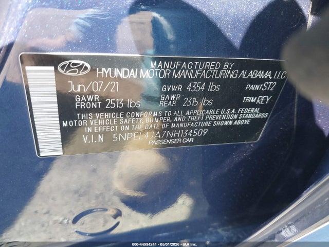 Продаж на аукціоні авто 2022 Hyundai Sonata Sel, vin: 5NPEL4JA7NH134509, номер лоту: 44994241