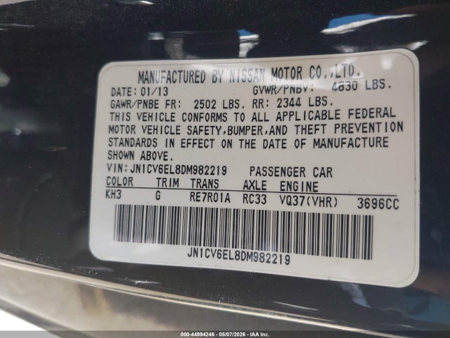 Продаж на аукціоні авто 2013 Infiniti G37x, vin: JN1CV6EL8DM982219, номер лоту: 44994246