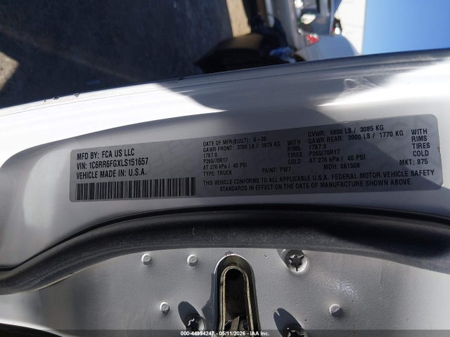 2020 Ram 1500 Classic Tradesman  4x2 6'4 Box მანქანა იყიდება აუქციონზე, vin: 1C6RR6FGXLS151657, აუქციონის ნომერი: 44994247