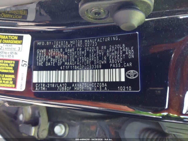 44994250 :رقم المزاد ، 4T1F11BK0PU093368 vin ، 2023 Toyota Camry Xle Awd مزاد بيع