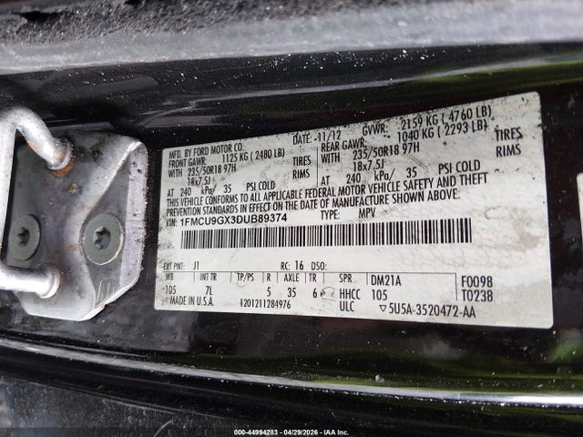 Aukcja sprzedaży 2013 Ford Escape Se, vin: 1FMCU9GX3DUB89374, numer aukcji: 44994283