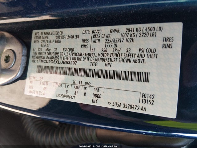 1FMCU9G6XLUB53297 Ford ESCAPE SE