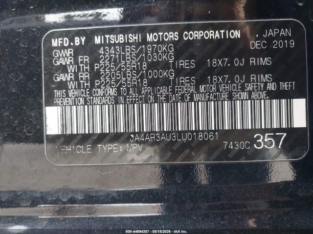Продаж на аукціоні авто 2020 Mitsubishi Outlander Sport 2.0 Se Awc, vin: JA4AR3AU3LU018061, номер лоту: 44994357