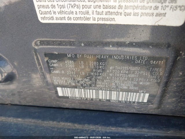 Продажа на аукционе авто 2011 Subaru Outback 2.5i Premium, vin: 4S4BRBGC2B3414520, номер лота: 44994372