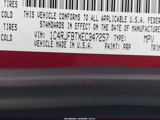 Продаж на аукціоні авто 2014 Jeep Grand Cherokee Limited, vin: 1C4RJFBTXEC347257, номер лоту: 44994394
