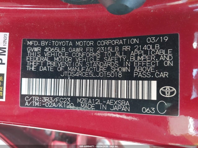 Toyota COROLLA SE 2020 JTDS4RCE5LJ015018 Image 9