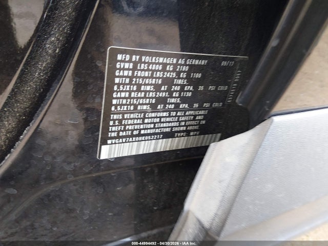Продажа на аукционе авто 2017 Volkswagen Tiguan 2.0t/2.0t S, vin: WVGAV7AX0HK052217, номер лота: 44994492