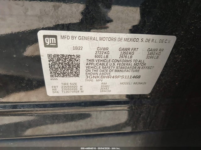 44994516 :رقم المزاد ، 3GNKBHR49PS111468 vin ، 2023 Chevrolet Blazer Awd 2lt مزاد بيع