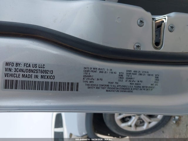 44994574 :رقم المزاد ، 3C4NJDBN2ST609213 vin ، 2025 Jeep Compass Latitude 4x4 مزاد بيع