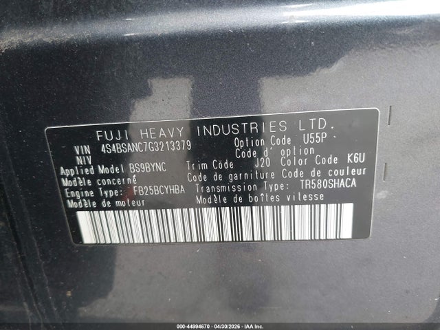 Aukcja sprzedaży 2016 Subaru Outback 2.5i Limited, vin: 4S4BSANC7G3213379, numer aukcji: 44994670