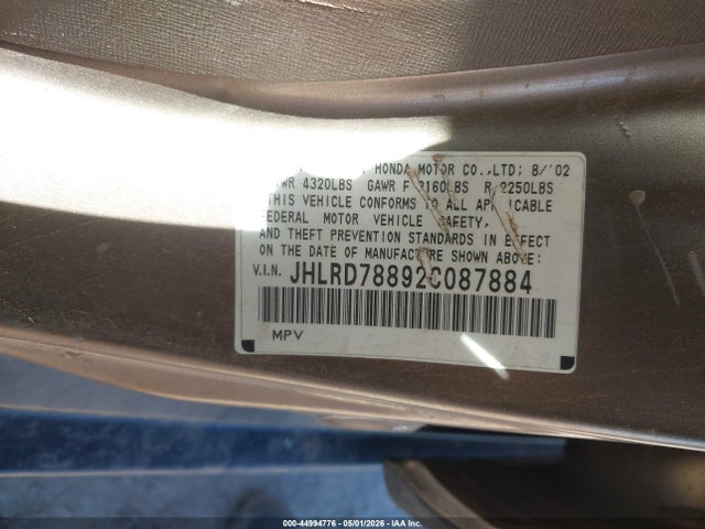 Продаж на аукціоні авто 2002 Honda Cr-v Ex, vin: JHLRD78892C087884, номер лоту: 44994776