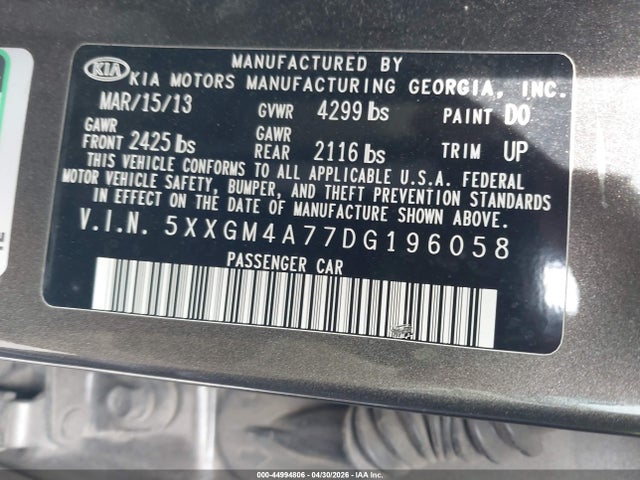 Продаж на аукціоні авто 2013 Kia Optima Lx, vin: 5XXGM4A77DG196058, номер лоту: 44994806