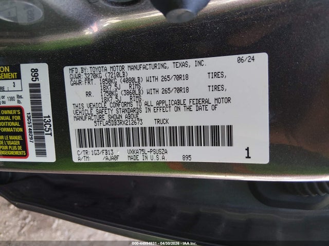 Toyota Tundra Sr5 2024 5TFLA5DB3RX212673 Image 9