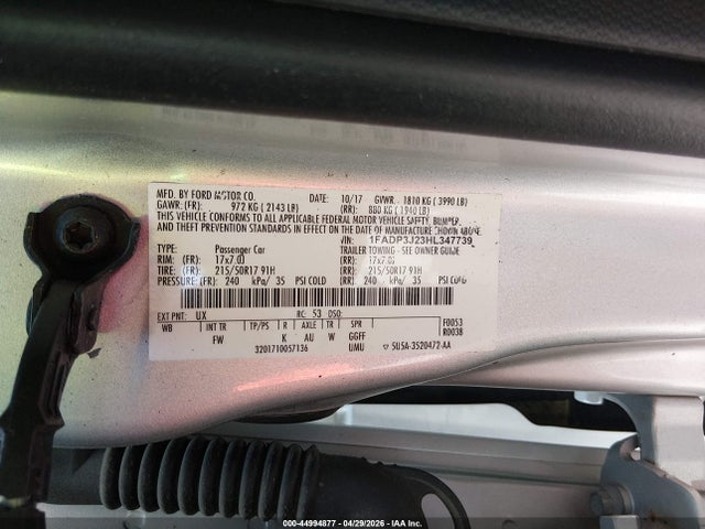Aukcja sprzedaży 2017 Ford Focus Titanium, vin: 1FADP3J23HL347739, numer aukcji: 44994877