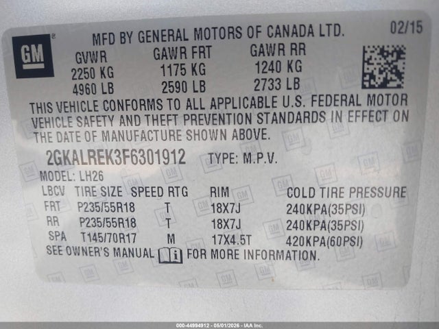 2GKALREK3F6301912 GMC Terrain Sle-2